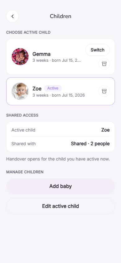 Switch between children quickly